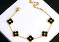 22K Gold Plated Stainless Steel Black Clover Bracelet